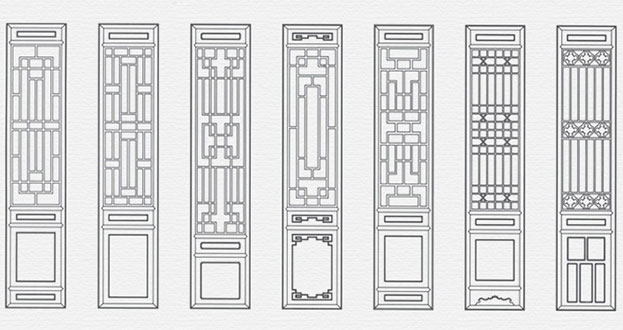 海珠常用中式仿古花窗图案隔断设计图