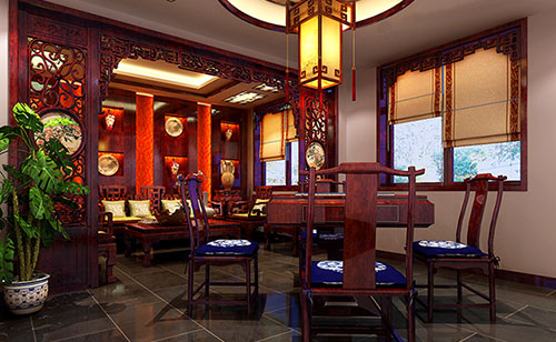 海珠古典中式风格茶楼包间设计装修效果图