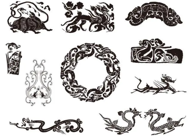 海珠龙纹和凤纹的中式图案